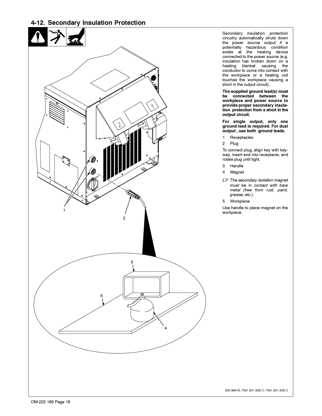 Miller Electric ProHeat 35 manual Secondary Insulation Protection, Receptacles Plug, Handle Magnet 