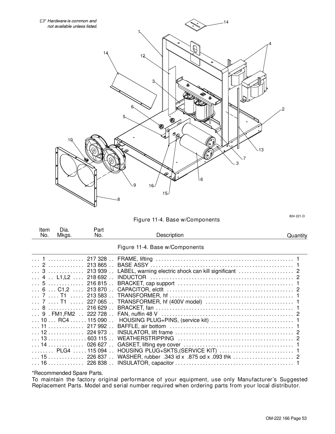 Miller Electric ProHeat 35 manual Base w/Components 