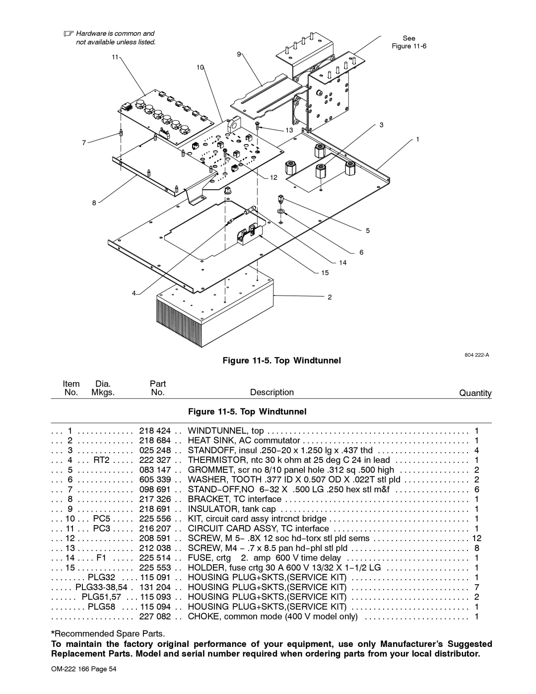 Miller Electric ProHeat 35 manual Top Windtunnel 