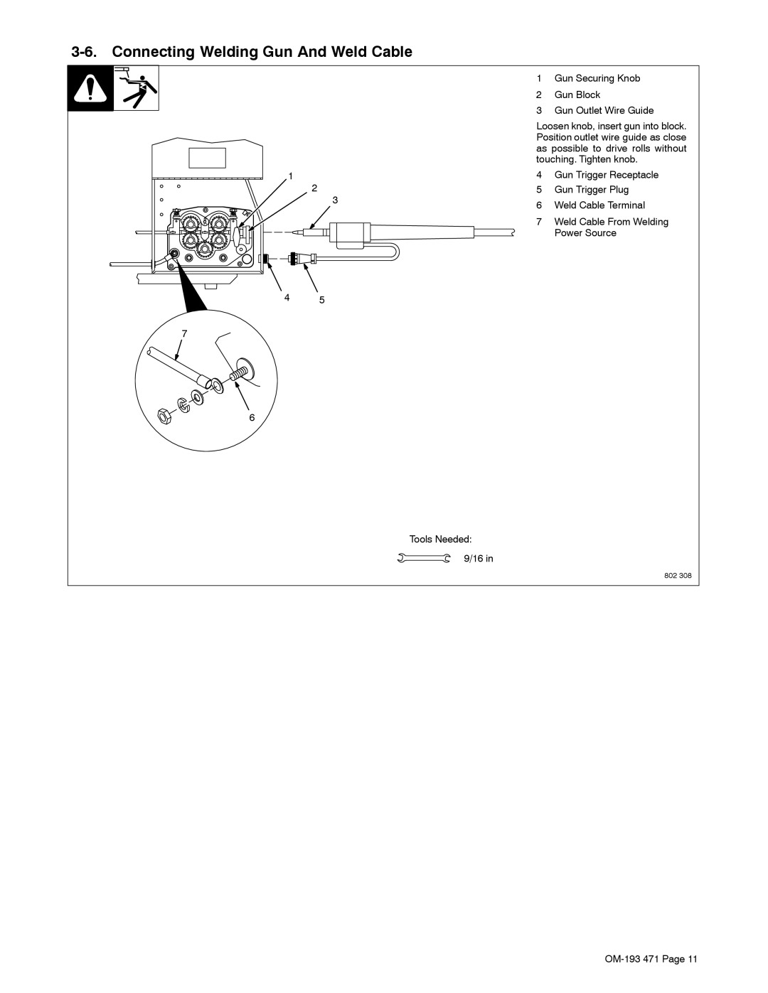 Miller Electric R-115 manual Connecting Welding Gun And Weld Cable 