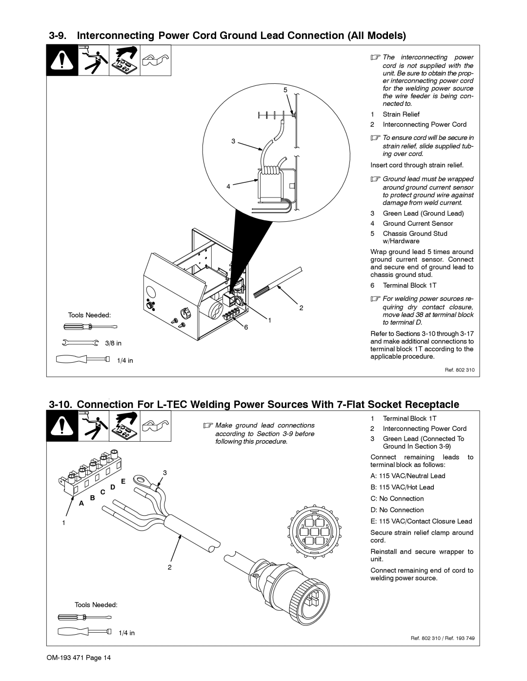 Miller Electric R-115 Ground lead must be wrapped, For welding power sources re, Quiring dry contact closure, OM-193 471 