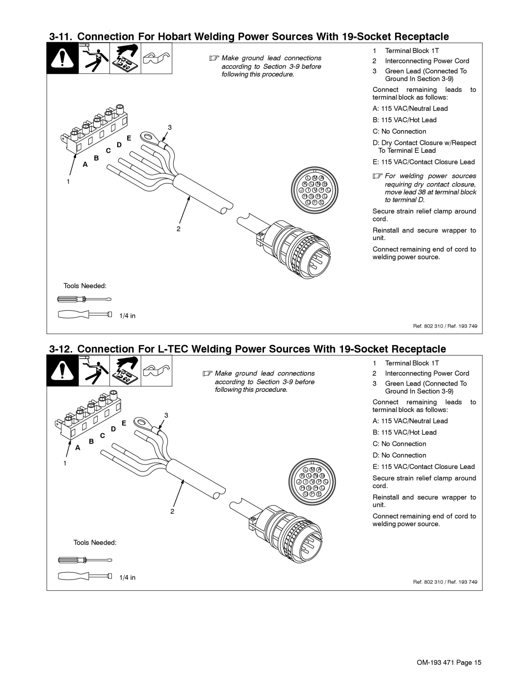 Miller Electric R-115 manual Make ground lead connections, According to -9before 