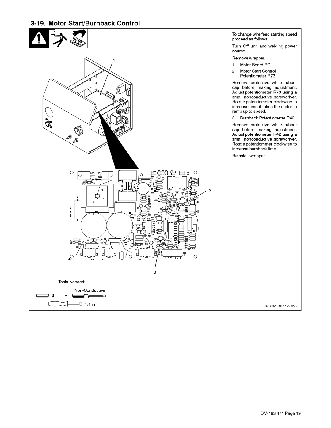 Miller Electric R-115 manual Motor Start/Burnback Control 