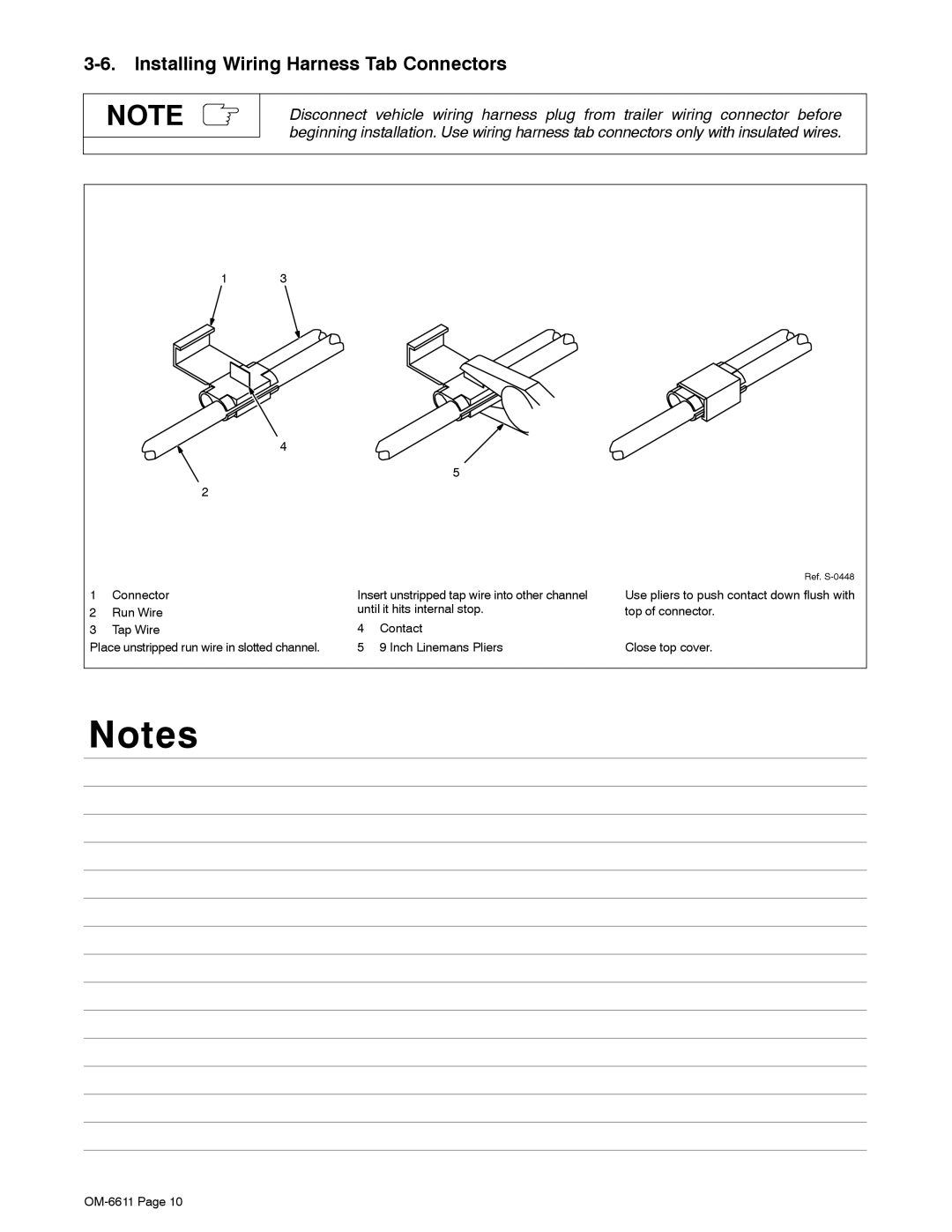 Miller Electric RCT-224 Trailer manual Installing Wiring Harness Tab Connectors 