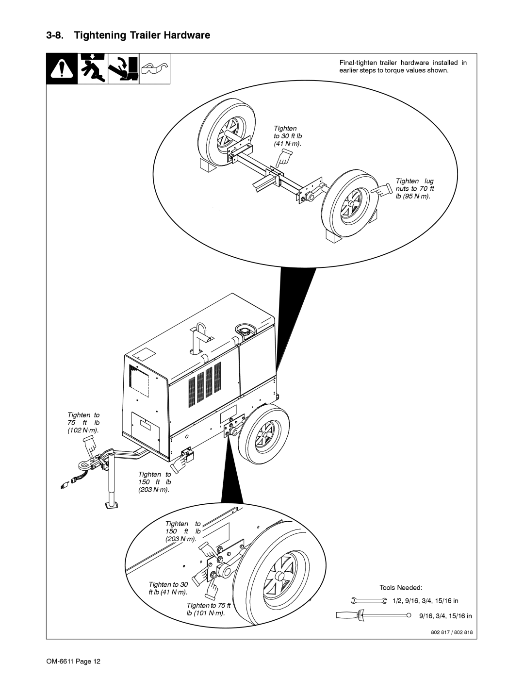 Miller Electric RCT-224 Trailer manual Tightening Trailer Hardware 