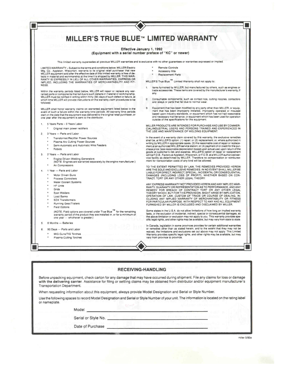 Miller Electric RHC-3GD9A, RHC-14, RHCS-3, RHC-3GD25B, RHC-3-GD34A, RHC-23, RHC-3-2 owner manual 