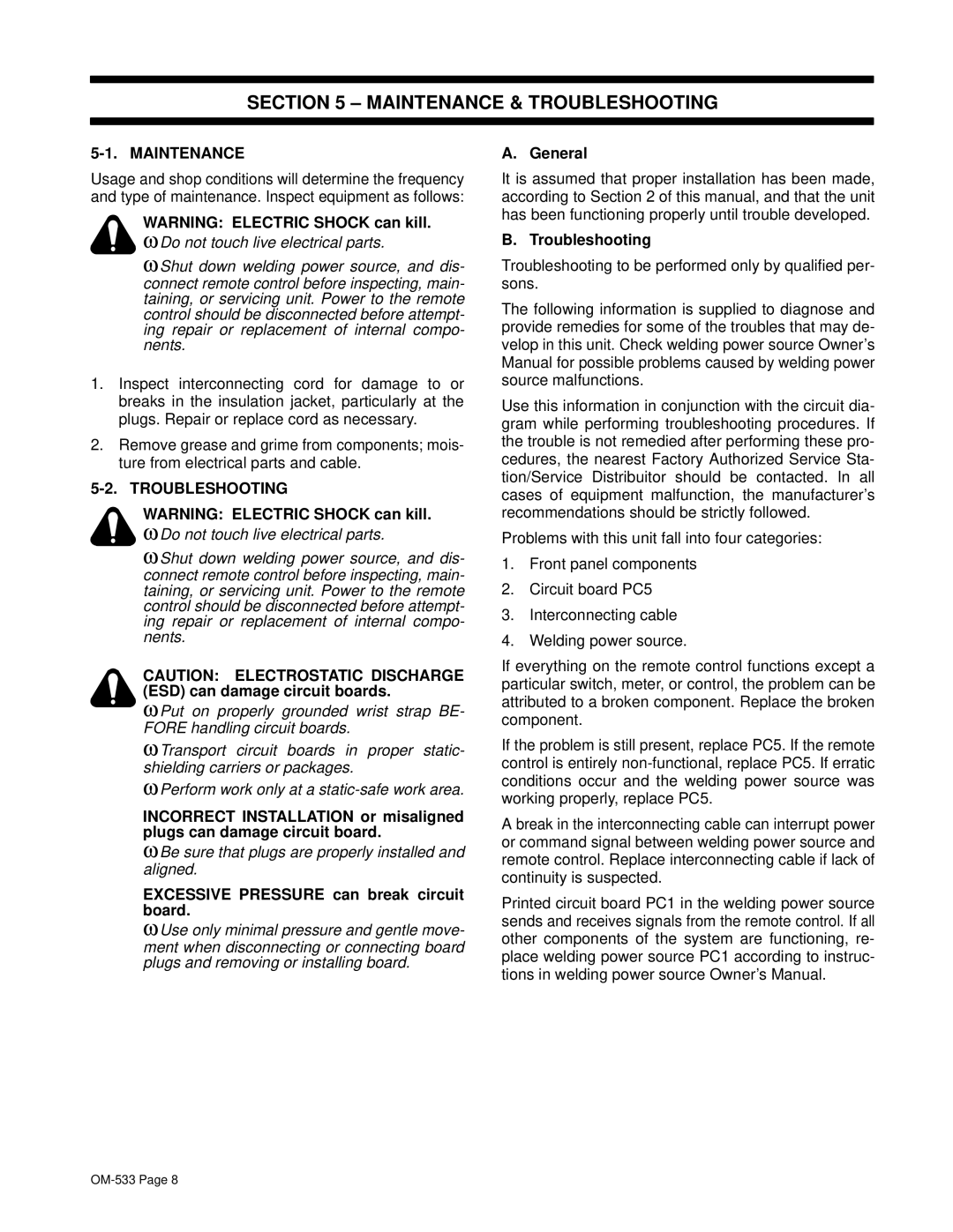 Miller Electric RPC-IP manual ± Maintenance & Troubleshooting 