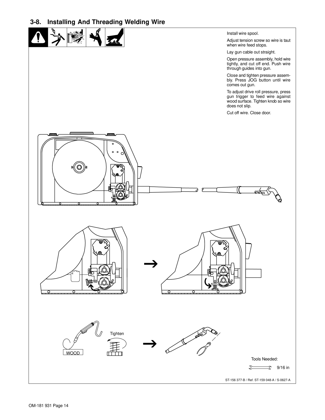 Miller Electric S-22P12 manual Installing And Threading Welding Wire 