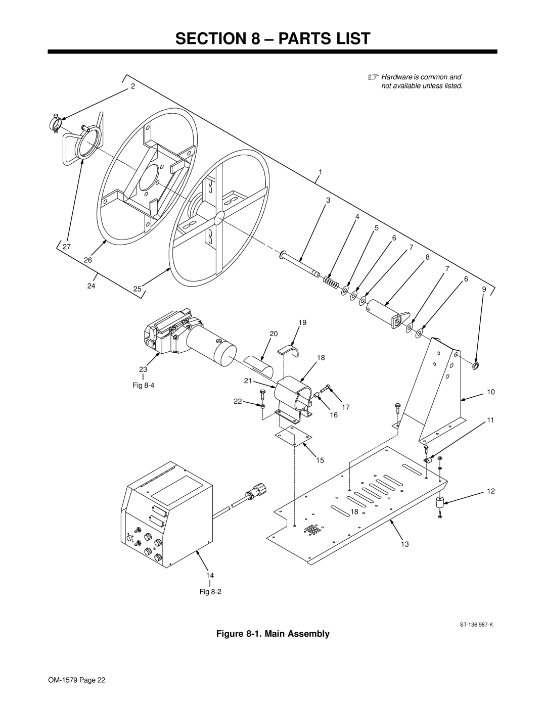 Miller Electric S-64, S-62 manual Parts List, Main Assembly 