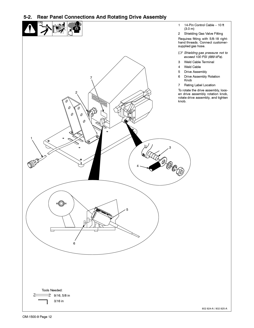 Miller Electric S-74DX manual Rear Panel Connections And Rotating Drive Assembly 