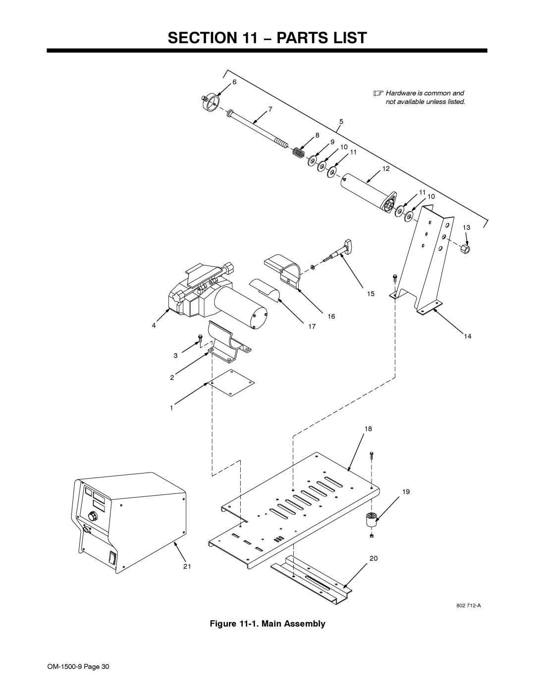 Miller Electric S-74DX manual Parts List, Main Assembly 