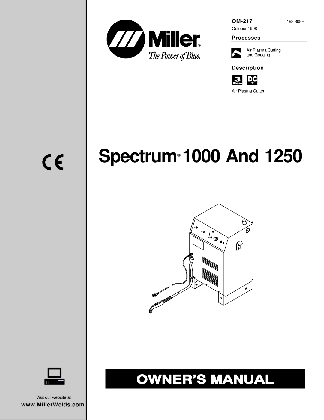 Miller Electric Spectrum 1000, Spectrum 1250R manual OM-217, Processes, Description 