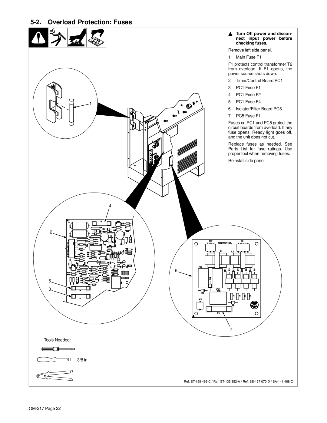 Miller Electric Spectrum 1250R, Spectrum 1000 manual Overload Protection Fuses 