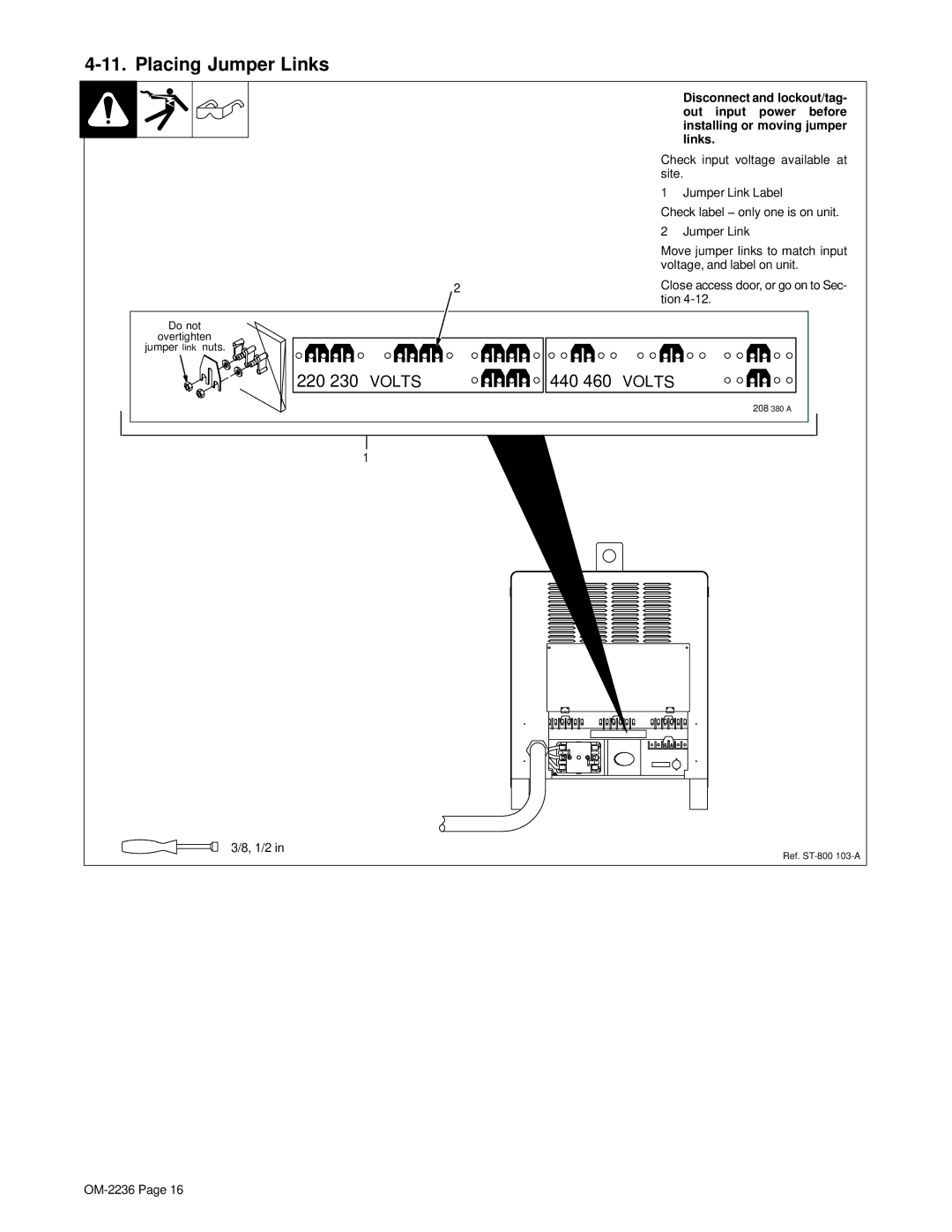 Miller Electric SRH-503 manual Placing Jumper Links 