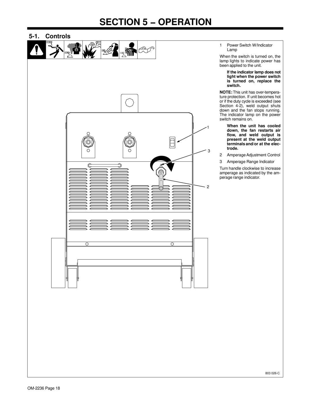 Miller Electric SRH-503 manual Operation, Controls 