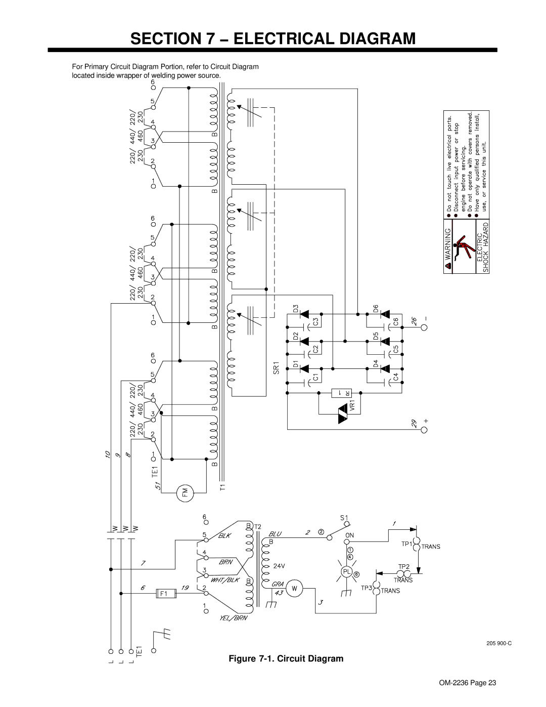 Miller Electric SRH-503 manual Electrical Diagram, Circuit Diagram 