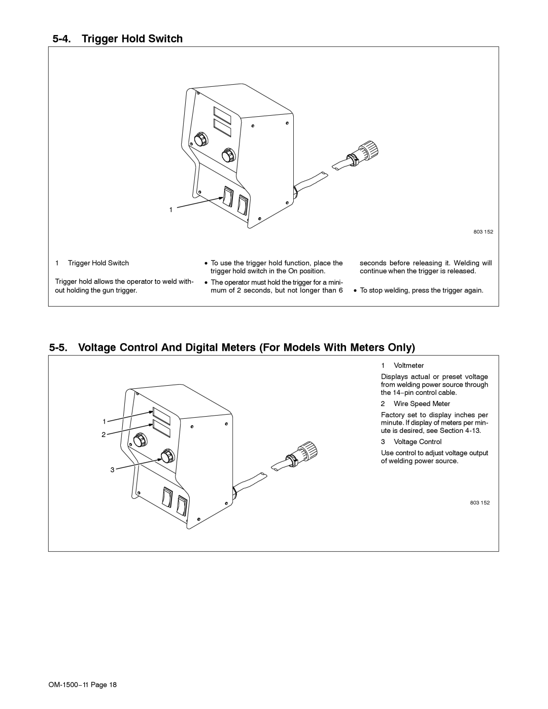 Miller Electric SS-74S16, SS-74D12, SS-74S12, and SS-74D16 manual Trigger Hold Switch 