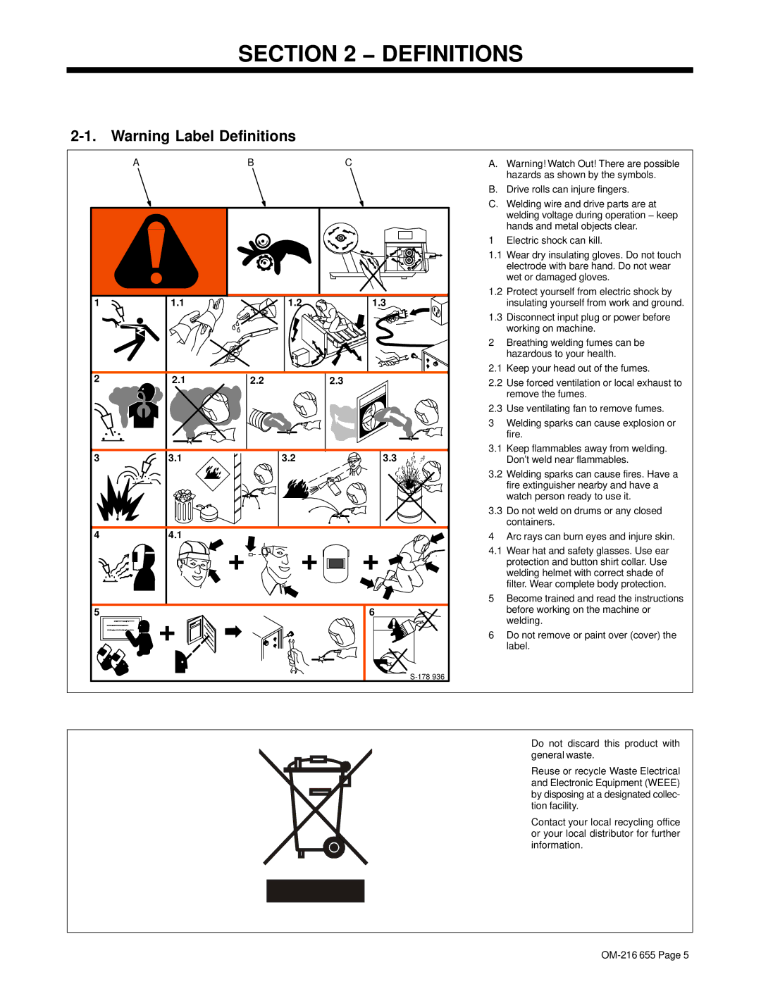 Miller Electric ST 44 Series owner manual + +, Definitions 