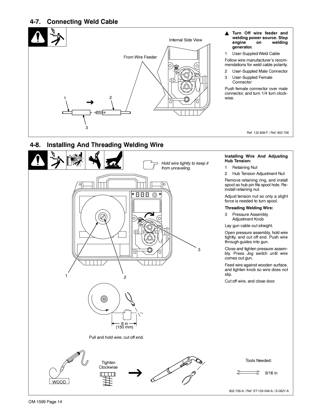 Miller Electric SuitCase 8VS manual Connecting Weld Cable, Installing And Threading Welding Wire 