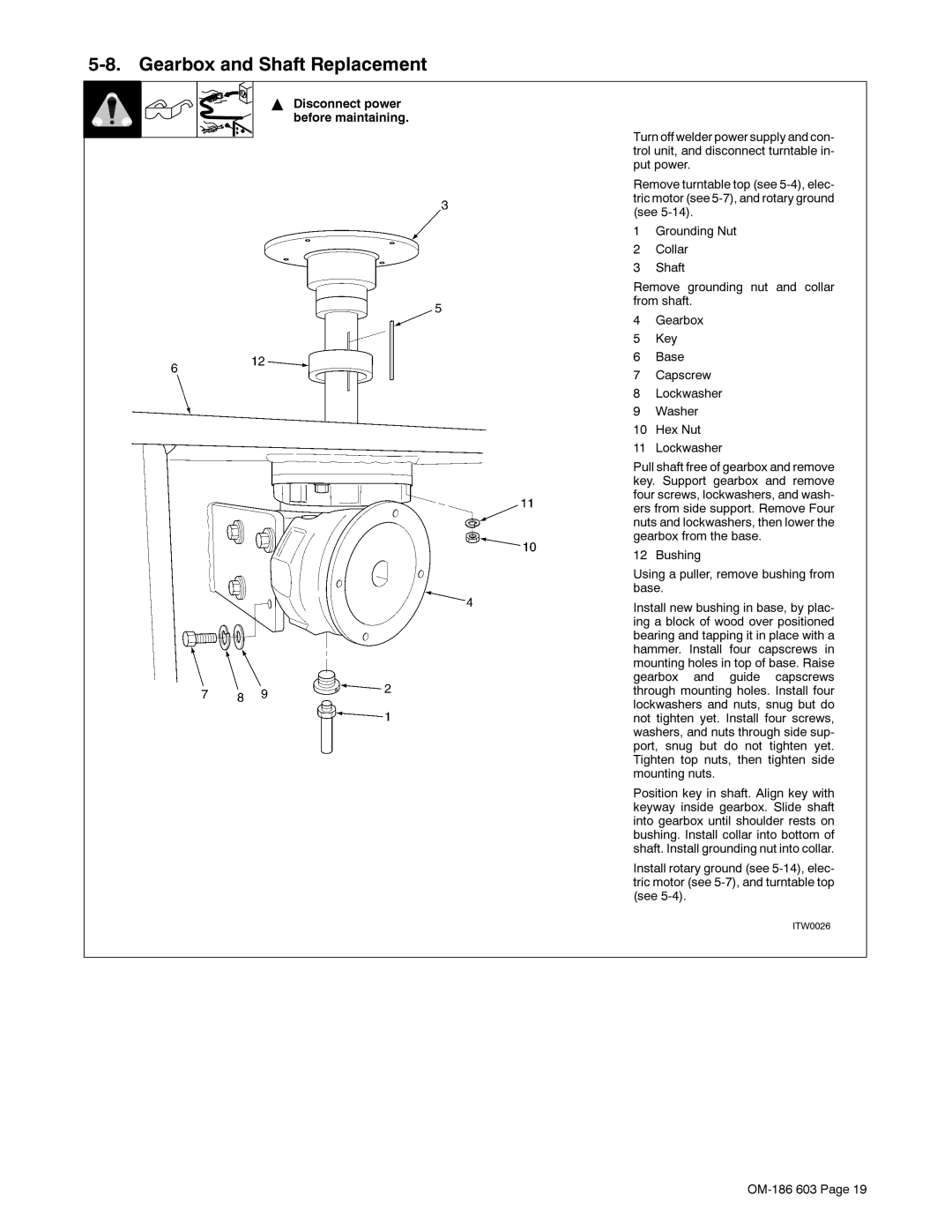 Miller Electric T60 manual 5PRYHRXU, 5HRYHJURXQGLQJQXWDQGFROODU, Xvklqj 