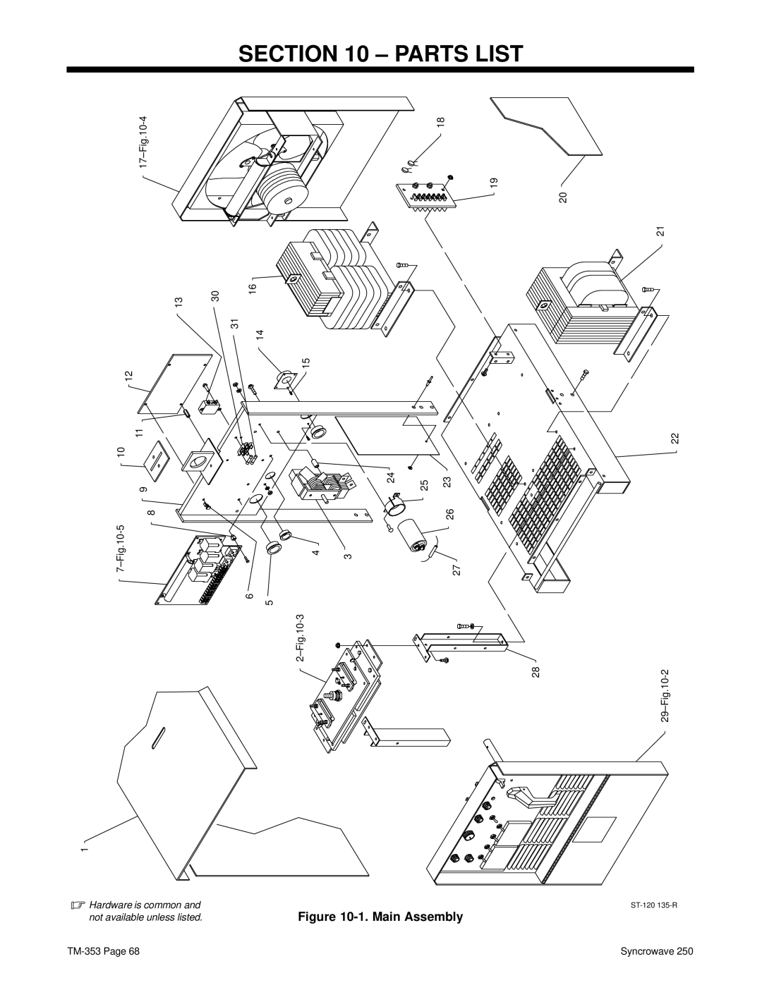 Miller Electric TM-353E manual Parts List, Main Assembly 