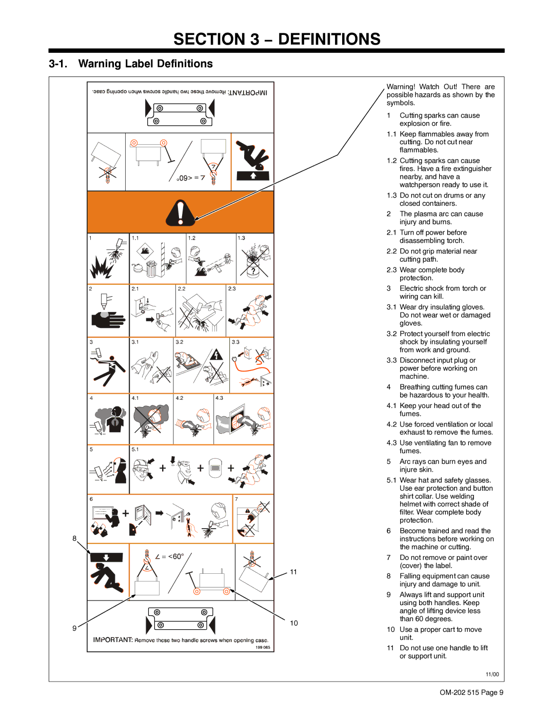 Miller Electric UPC 838 manual Definitions 