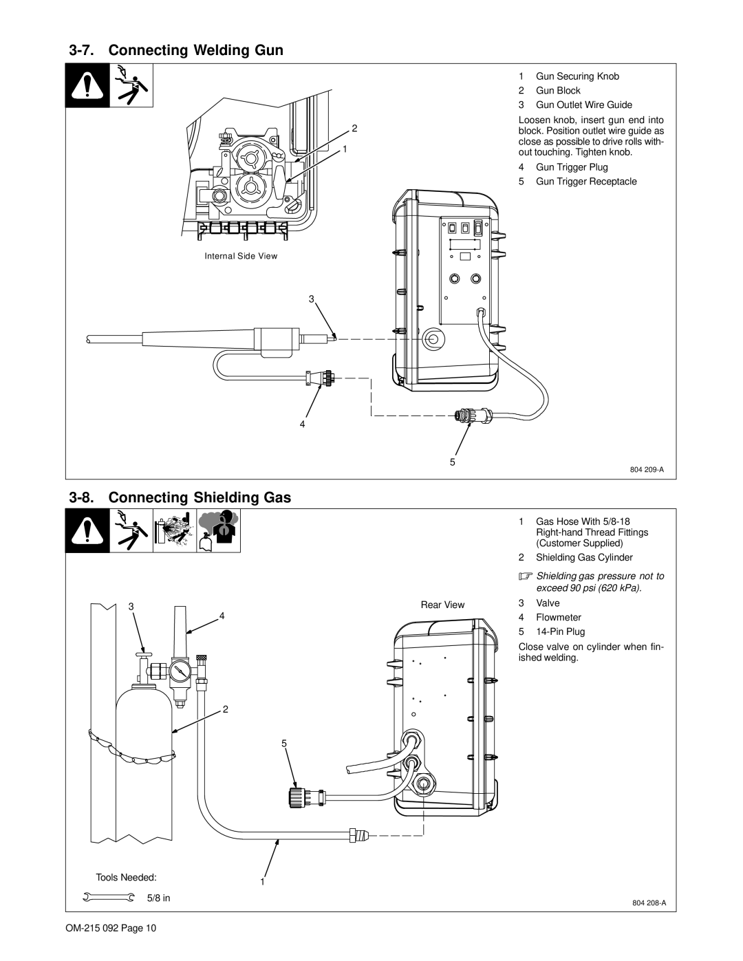 Miller Electric UWF-SC12RC manual Connecting Welding Gun, Connecting Shielding Gas 