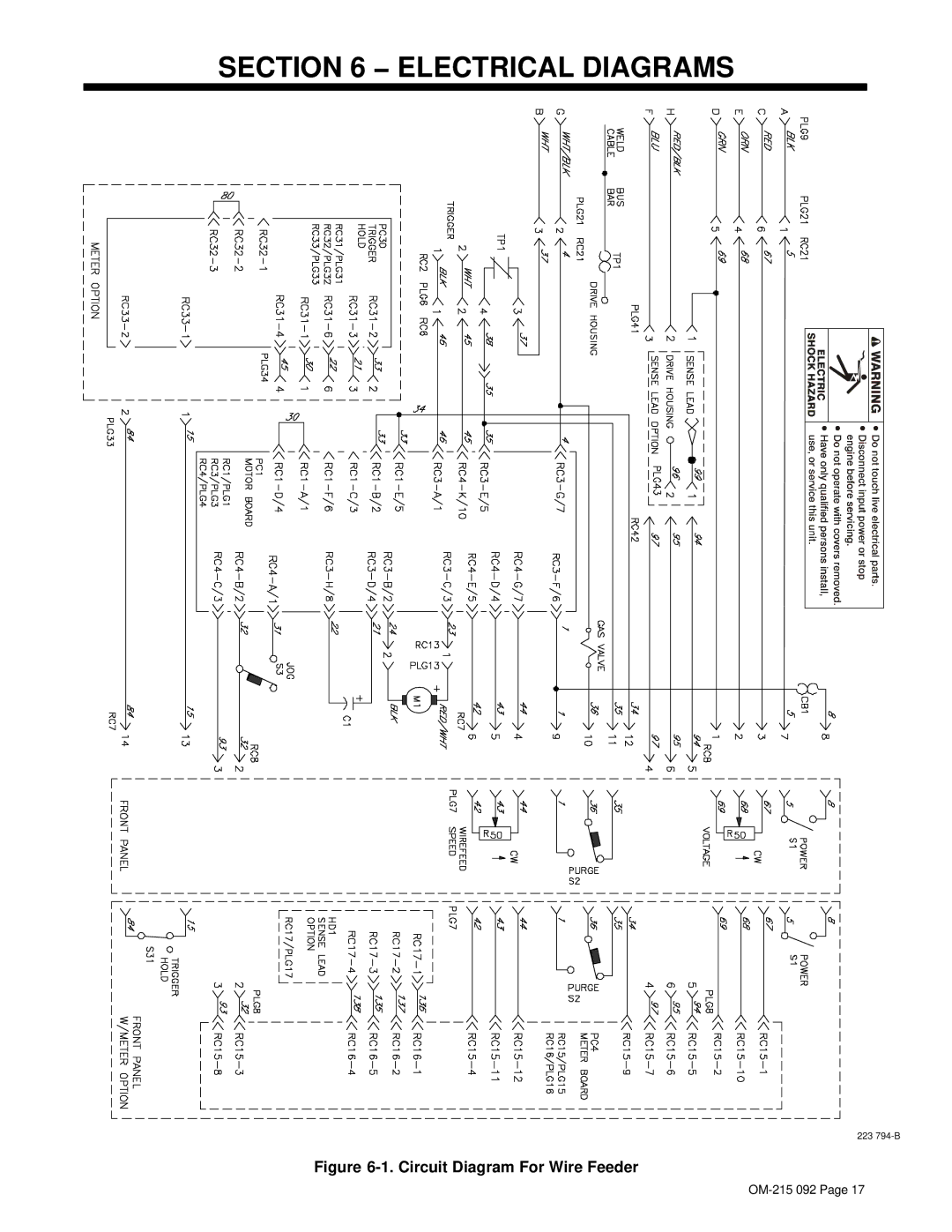 Miller Electric UWF-SC12RC manual Electrical Diagrams, Circuit Diagram For Wire Feeder 