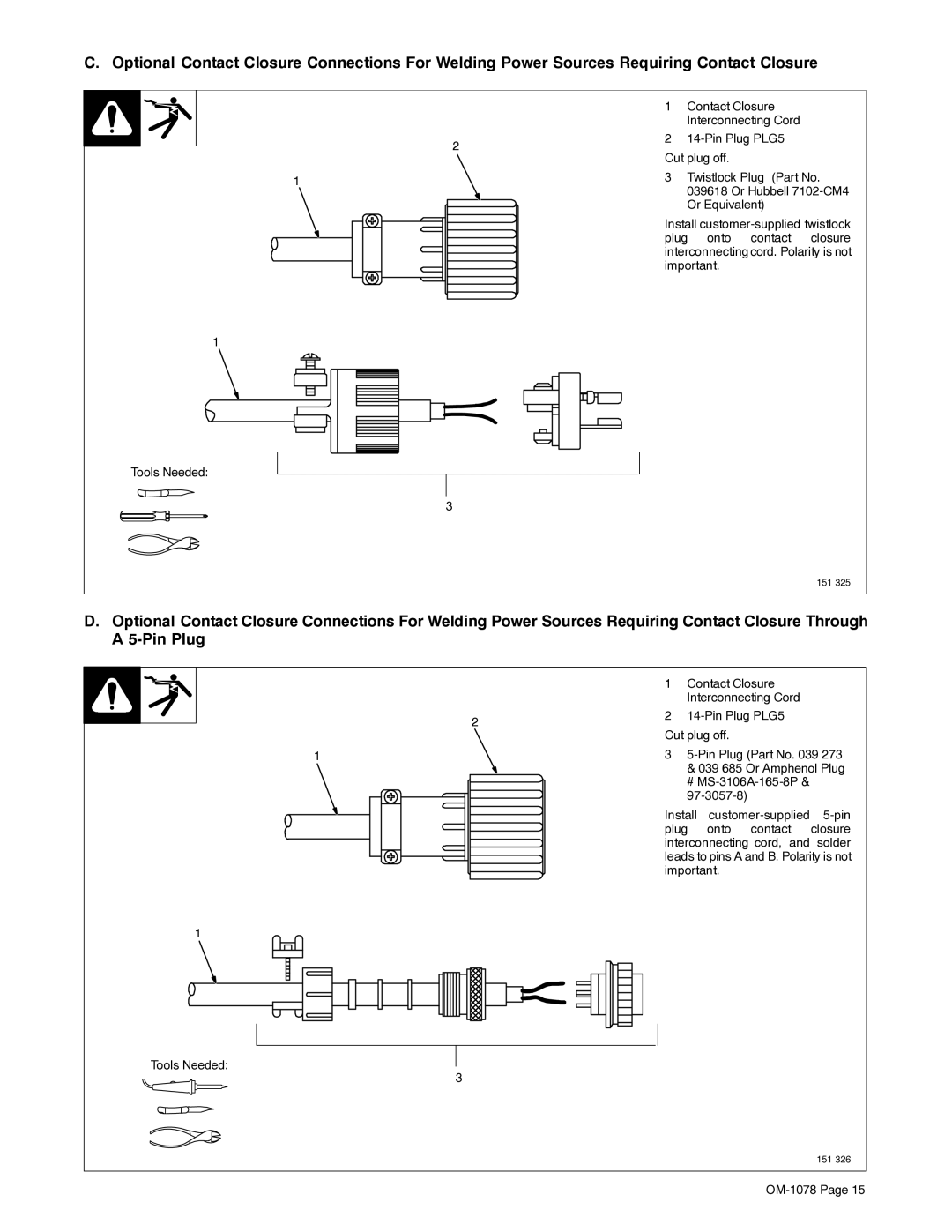 Miller Electric WC-115A manual Contact Closure 