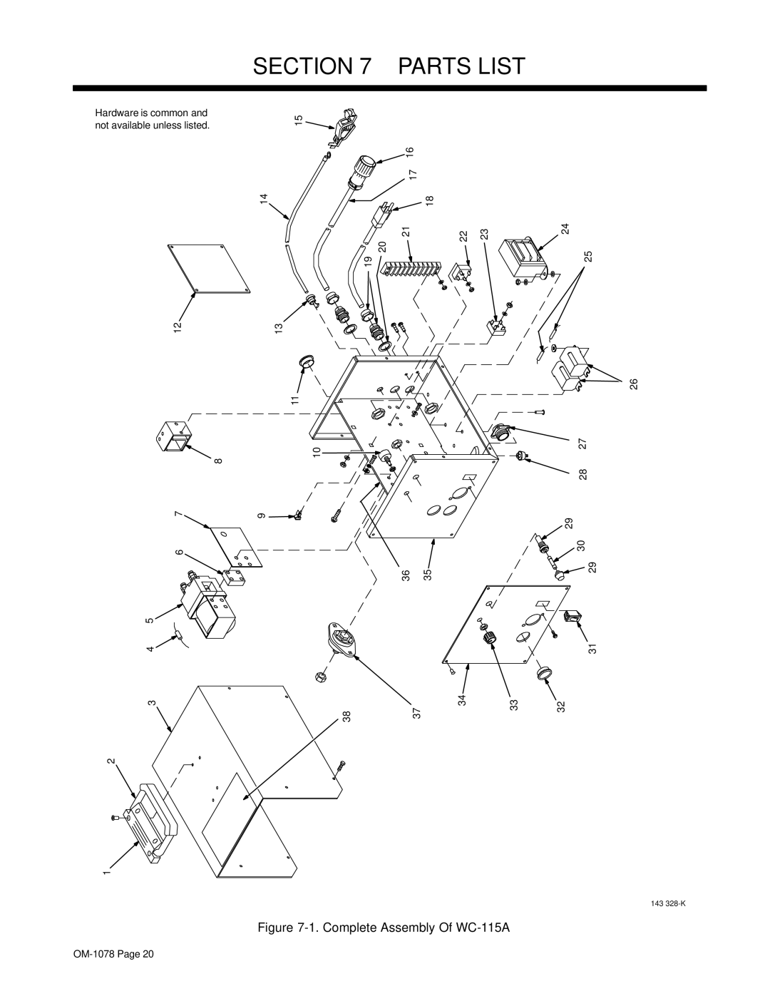 Miller Electric manual Parts List, Complete Assembly Of WC-115A 