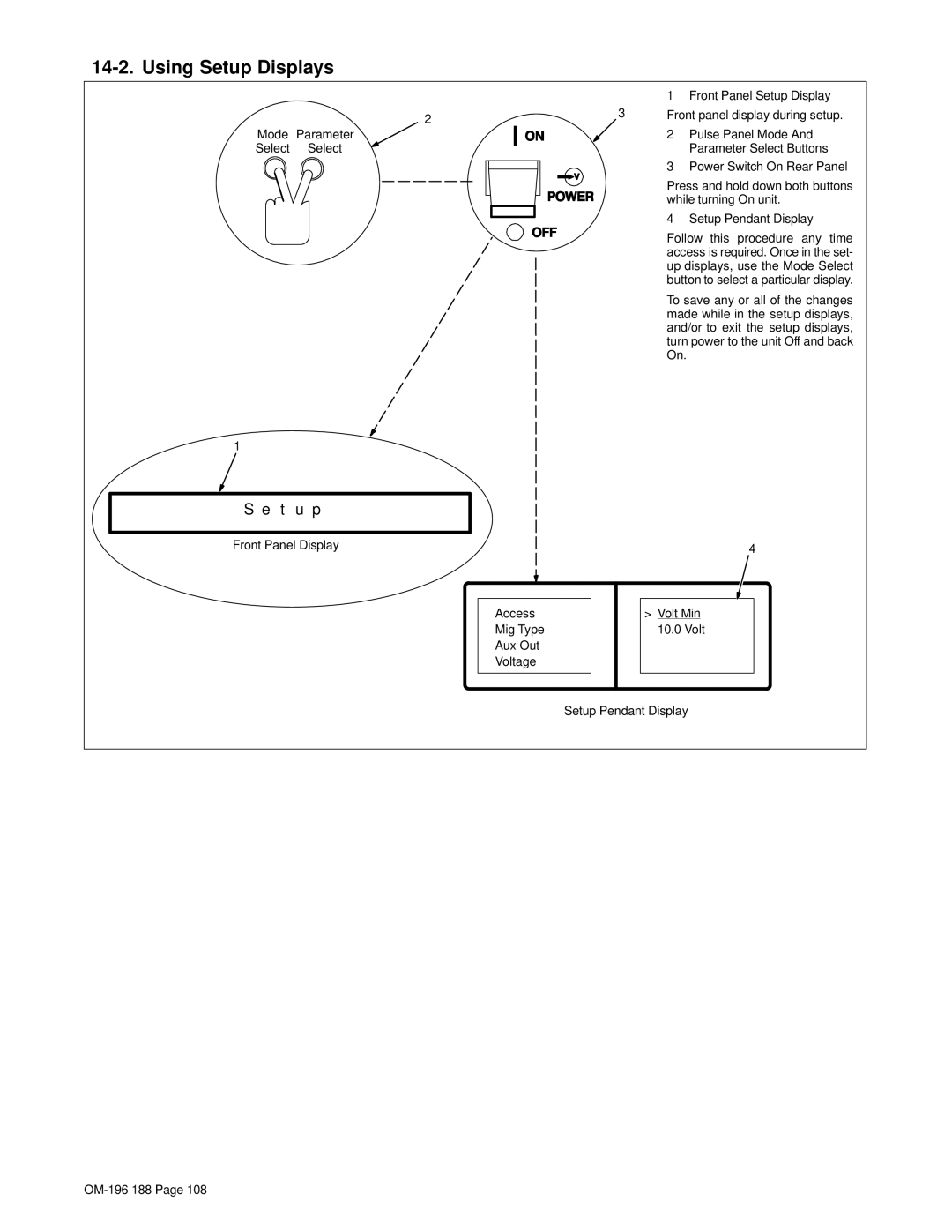 Miller Electric Welder operating instructions Using Setup Displays, T u p 