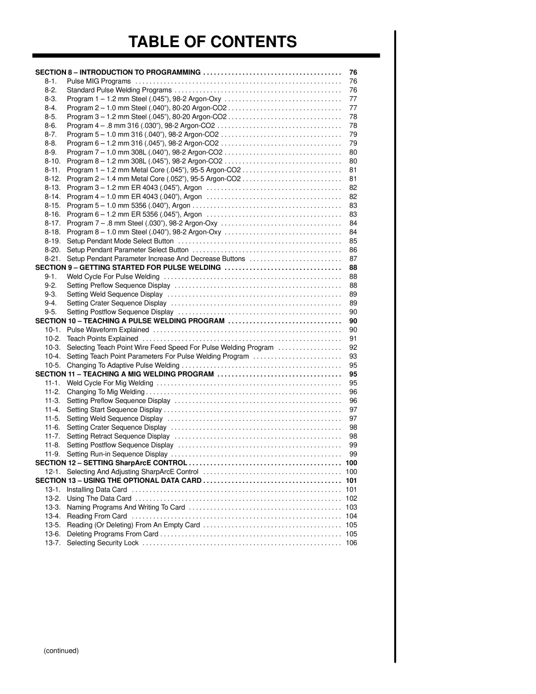 Miller Electric Welder operating instructions Introduction to Programming, 100, 101 