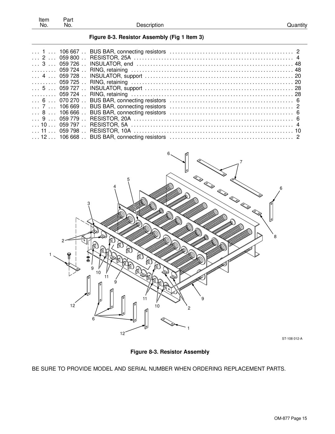 Miller Electric wire feeder owner manual Resistor Assembly Item 