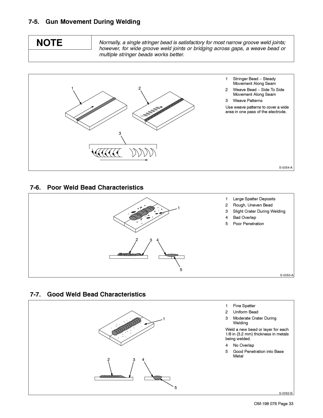 Miller Electric XLT 135, XLT 165, XLT 165, XLT 135 warranty Gun Movement During Welding, Poor Weld Bead Characteristics 