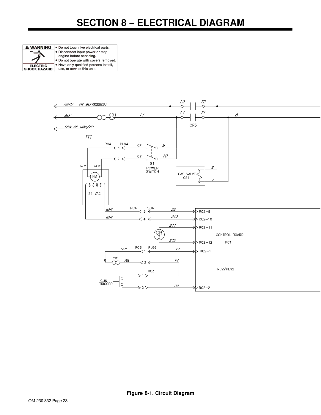 Miller Electric XLT 185 warranty Electrical Diagram, Circuit Diagram 