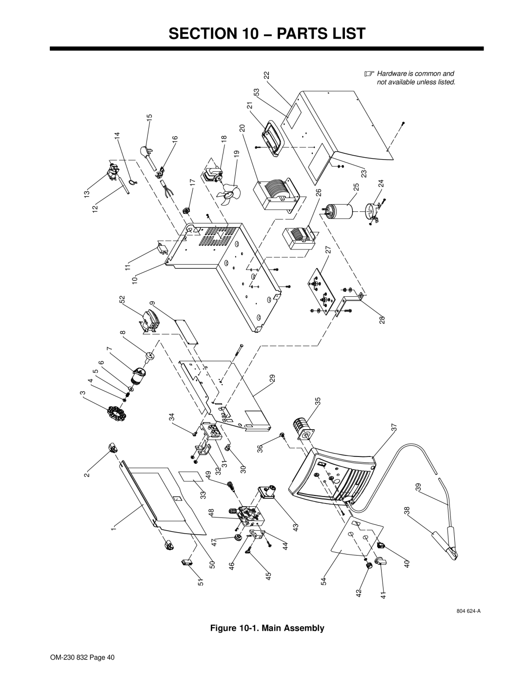 Miller Electric XLT 185 warranty Parts List, Main Assembly 