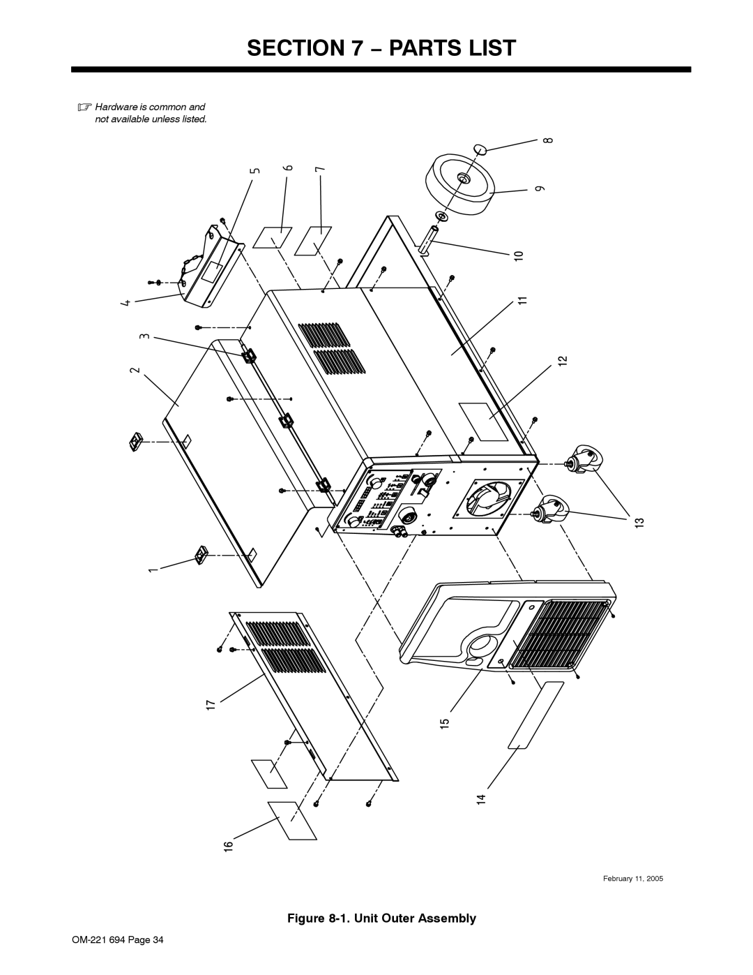 Miller Electric XMC 4000 manual Parts List, Unit Outer Assembly 