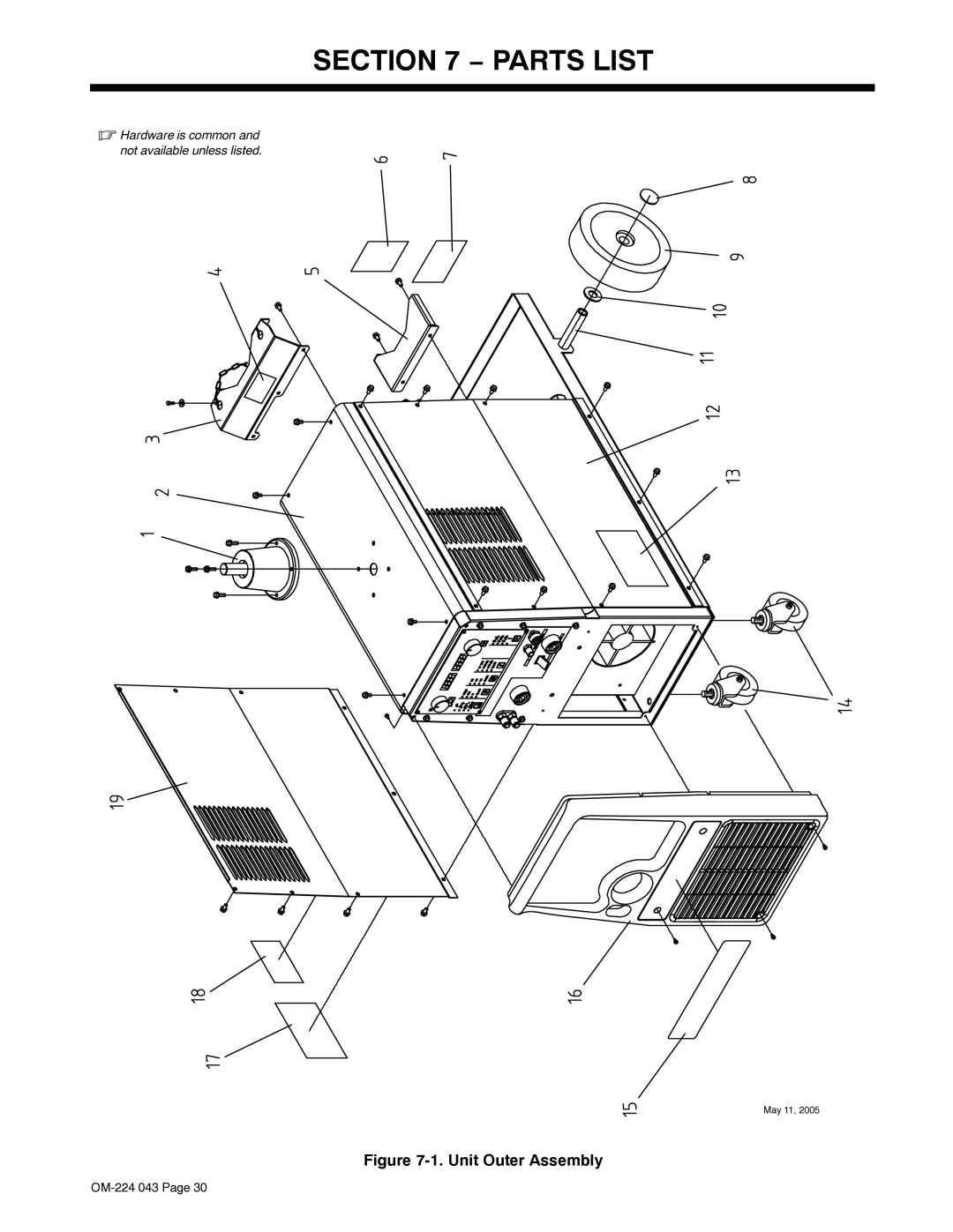 Miller Electric XMS 4000 manual Parts List, Unit Outer Assembly 