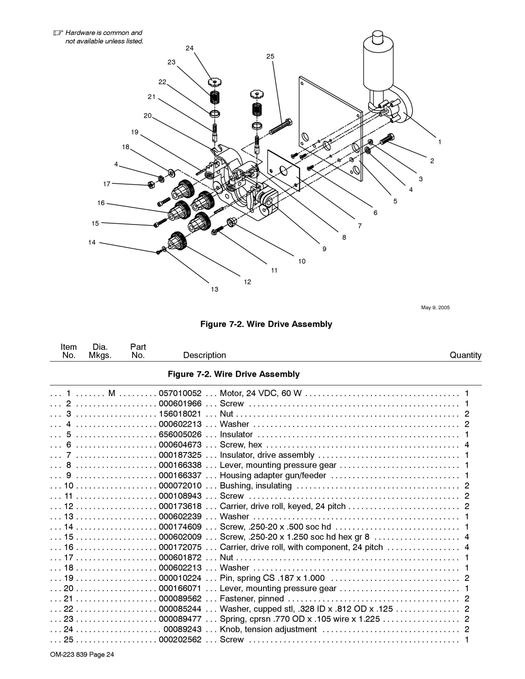 Miller Electric XMS 44 owner manual Wire Drive Assembly 