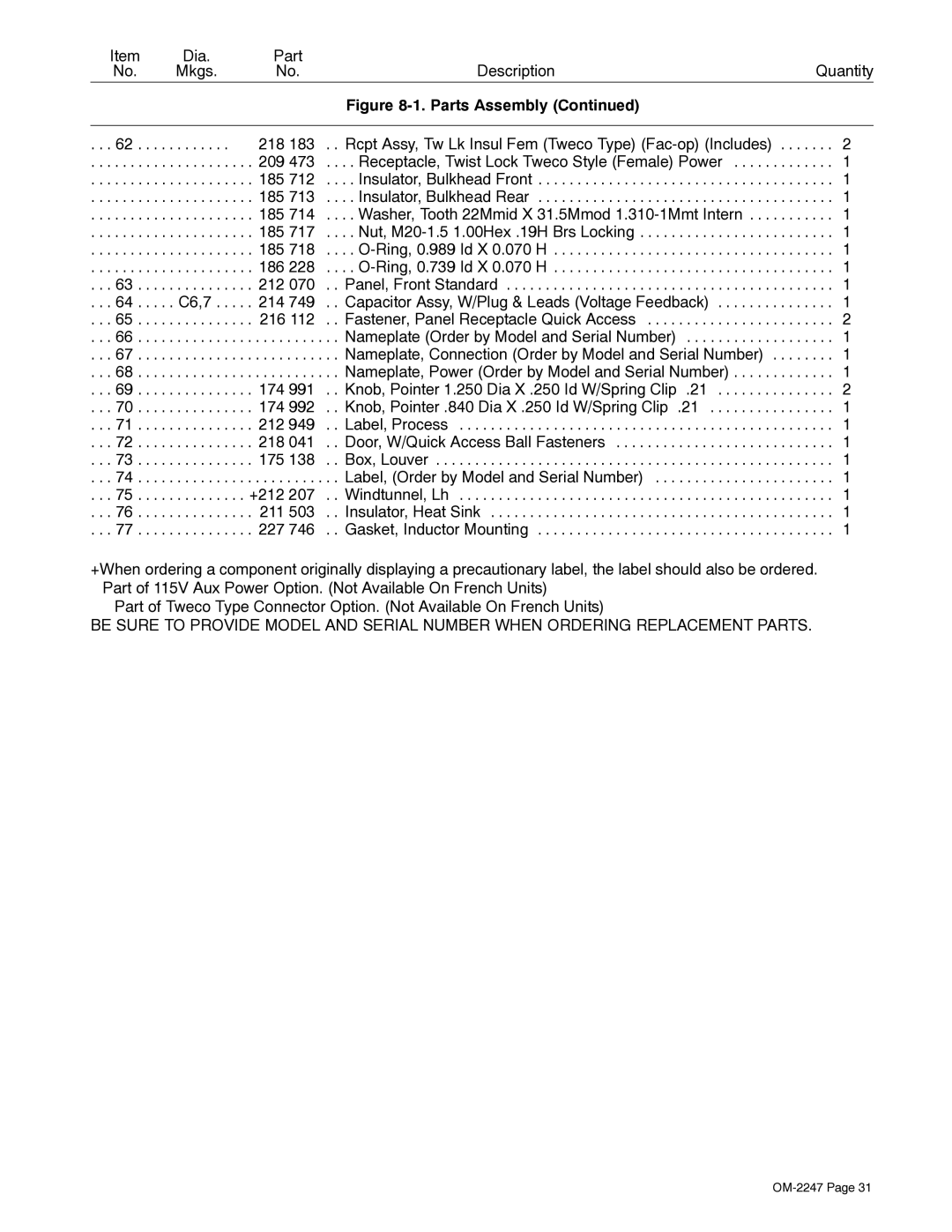 Miller Electric XMT 350 CC/CV manual C6,7 214 