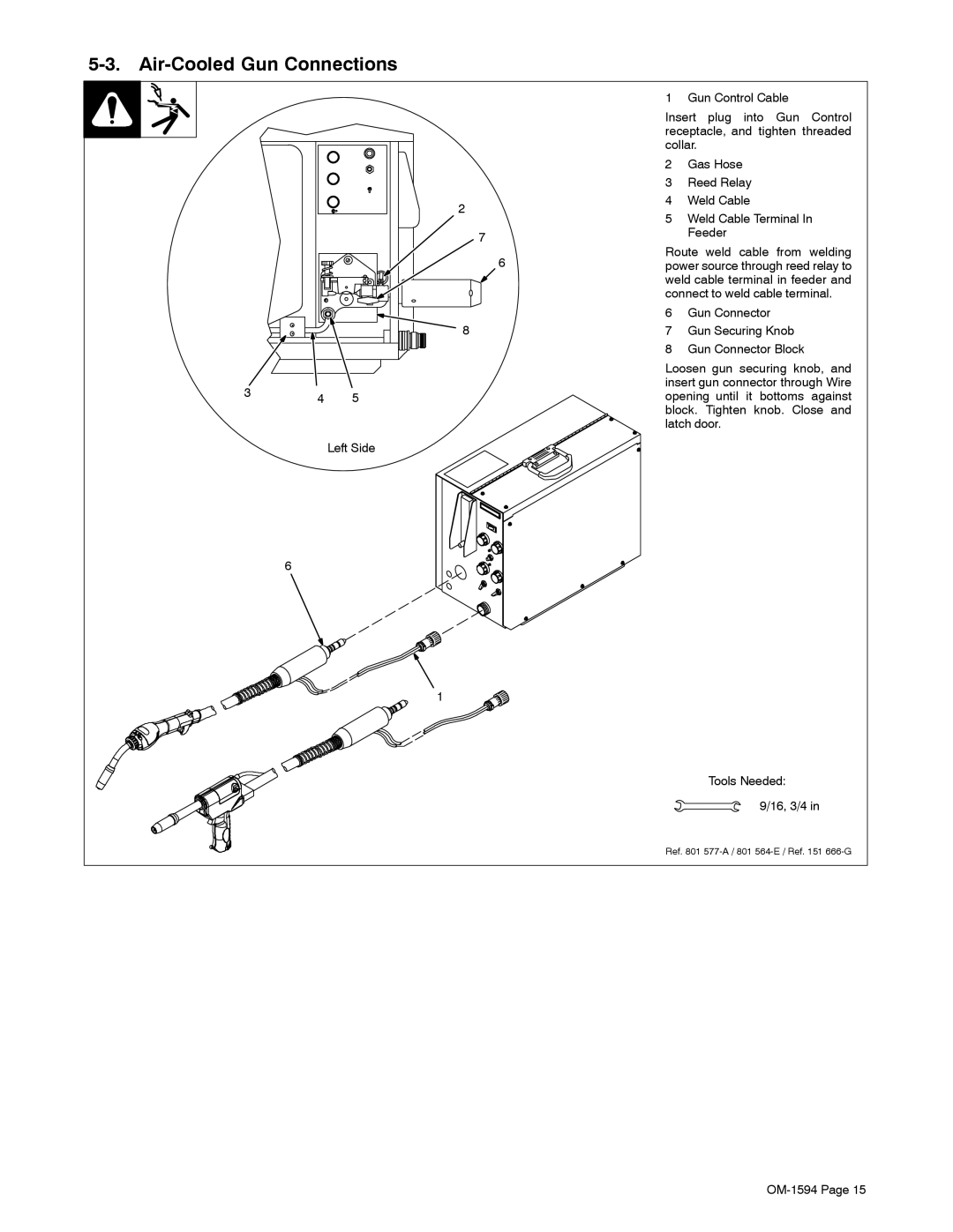 Miller Electric XR Control manual Air-Cooled Gun Connections 