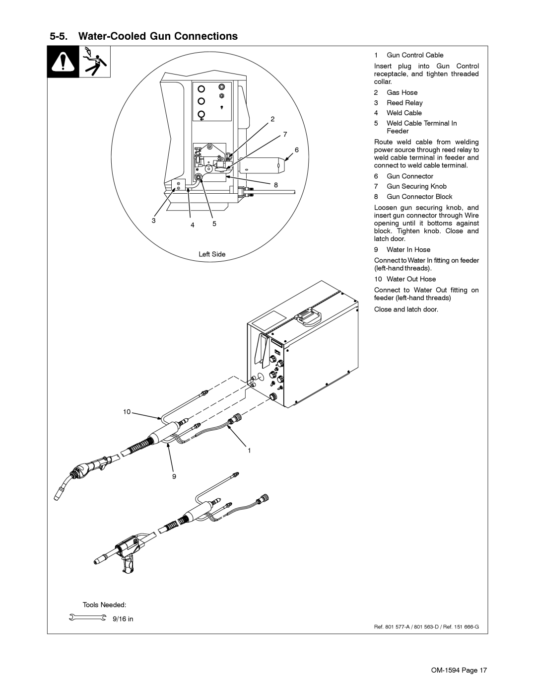 Miller Electric XR Control manual Water-Cooled Gun Connections 