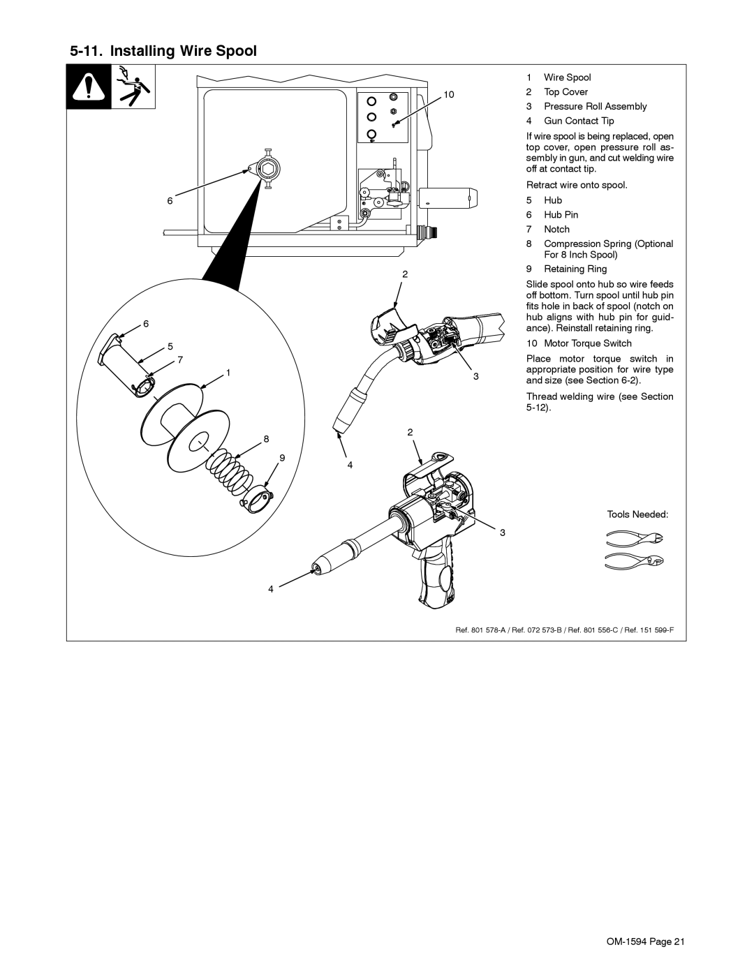 Miller Electric XR Control manual Installing Wire Spool 