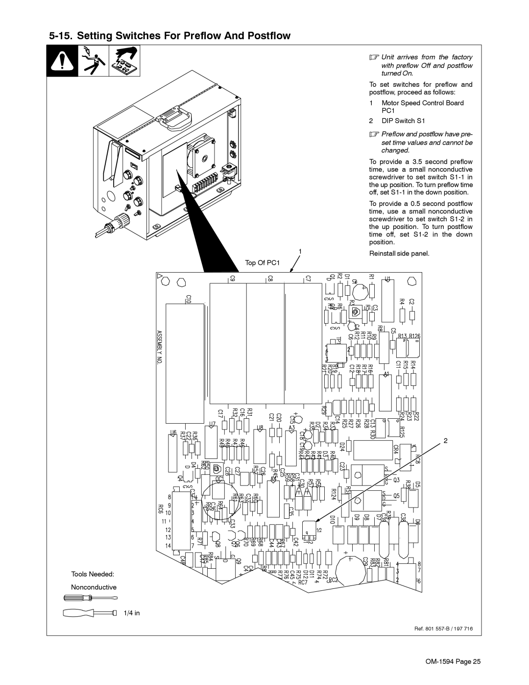 Miller Electric XR Control manual Setting Switches For Preflow And Postflow 