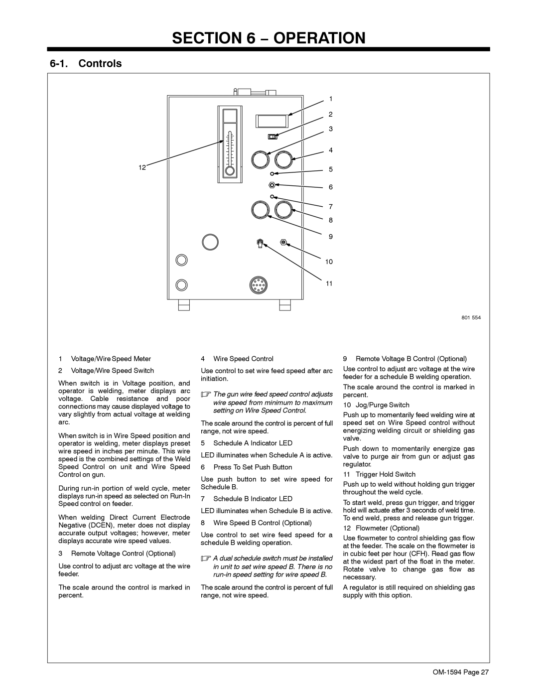 Miller Electric XR Control manual Operation, Controls 