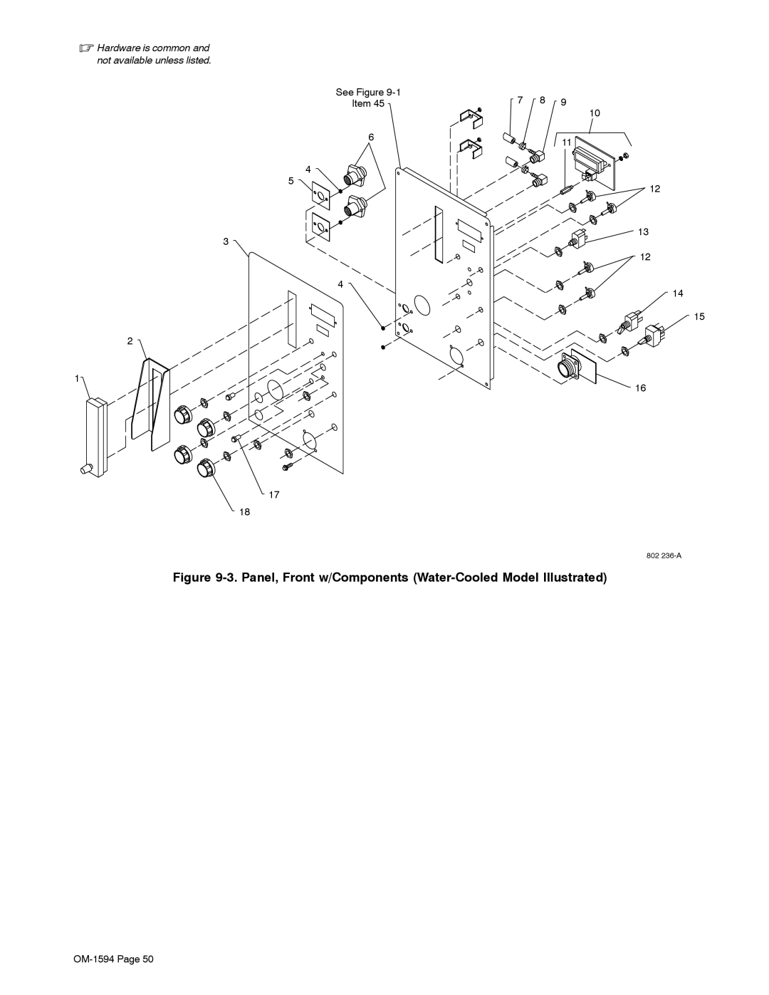 Miller Electric XR Control manual Panel, Front w/Components Water-Cooled Model Illustrated 