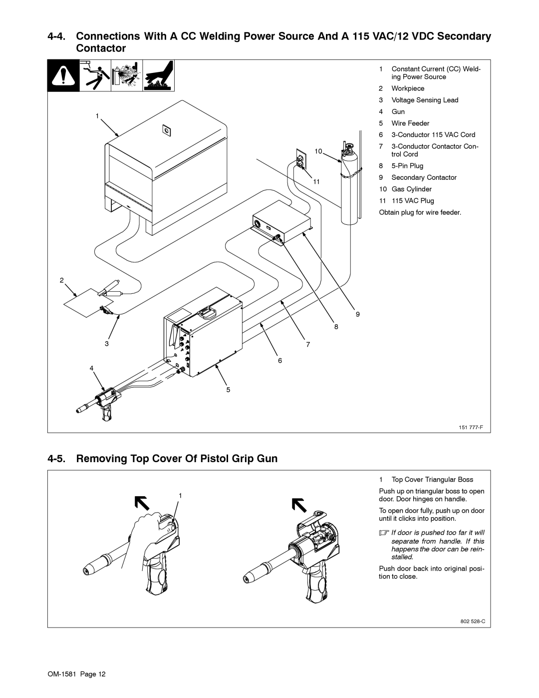 Miller Electric XR W, XR A manual Removing Top Cover Of Pistol Grip Gun, Top Cover Triangular Boss 