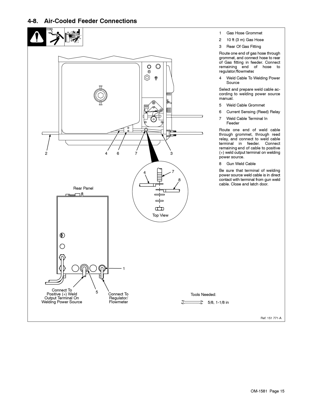 Miller Electric XR A, XR W manual Air-Cooled Feeder Connections, Regulator 