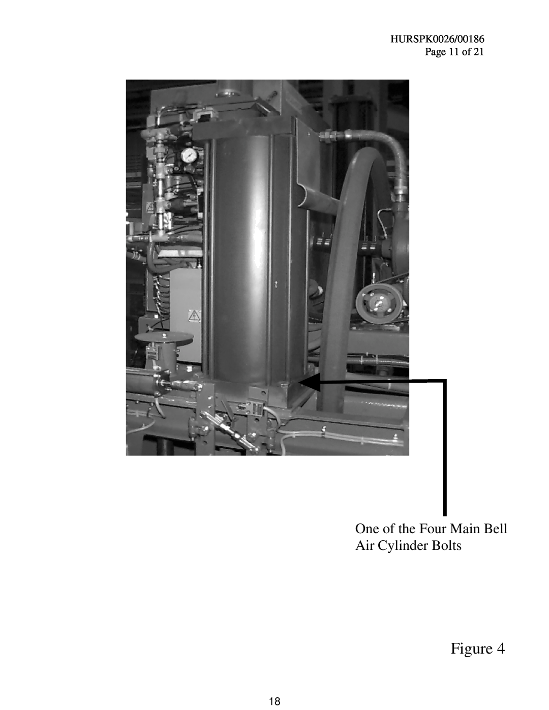 Milnor KURSPK0026, KURSPK0025 manual One of the Four Main Bell Air Cylinder Bolts, HURSPK0026/00186 