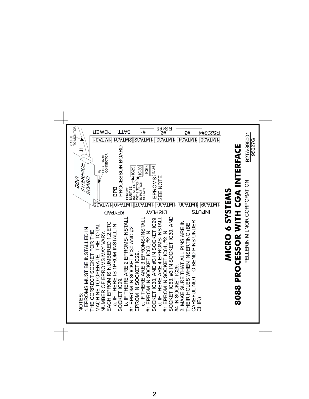 Milnor KXMIC00155 manual Micro 6 Systems Processor with CGA Interface 